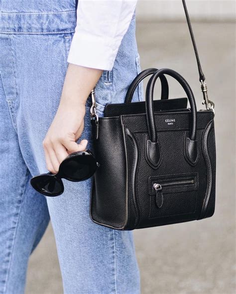 celine black smooth leather nano bag|celine nano luggage shoulder bag.